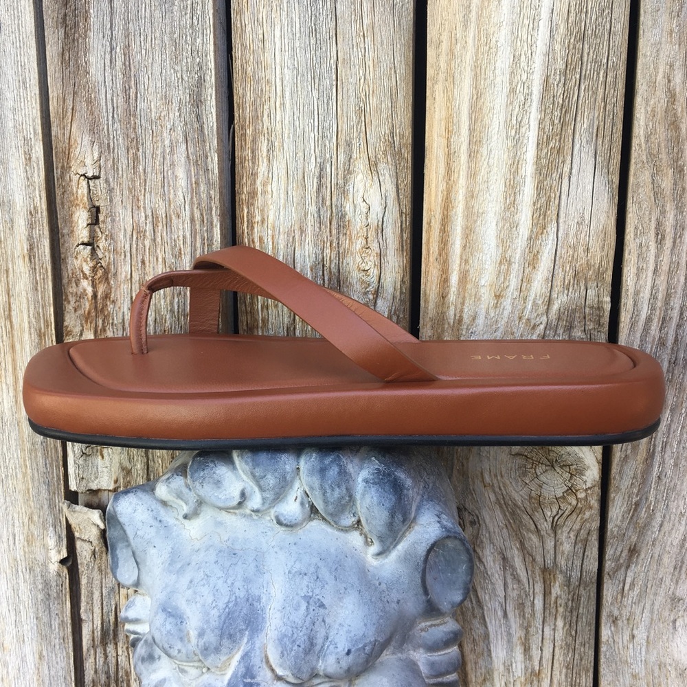 New Frame Denim Le Montauk Sandal Leather Tobacco Tan 38 - Picture 12 of 13